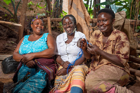Uganda production manager with sisal basket artisans