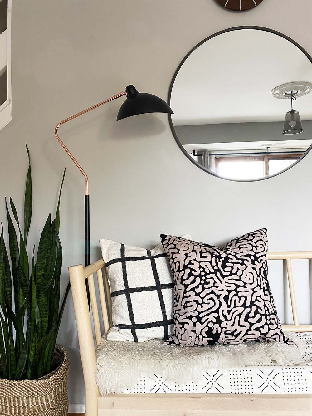 Modern, Batik and mudcloth textile home goods, pillow made in Ghana
