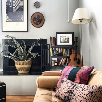 Fair Trade batik textile home goods for modern Boho home, pillows made in Ghana in partership with Osei-Duro. African home decor and textiles.