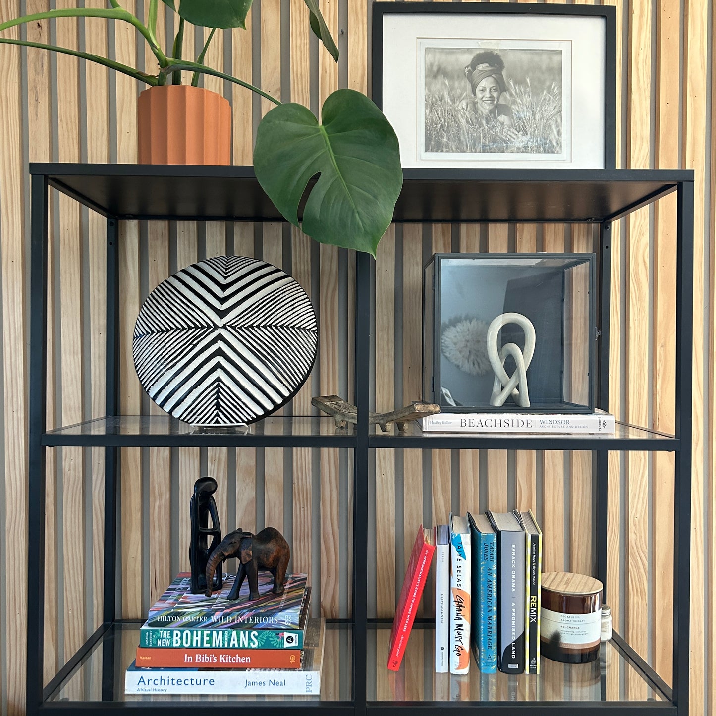 Bamileke shields from Cameroon for wall decor, minimalist geomentric design in black and white