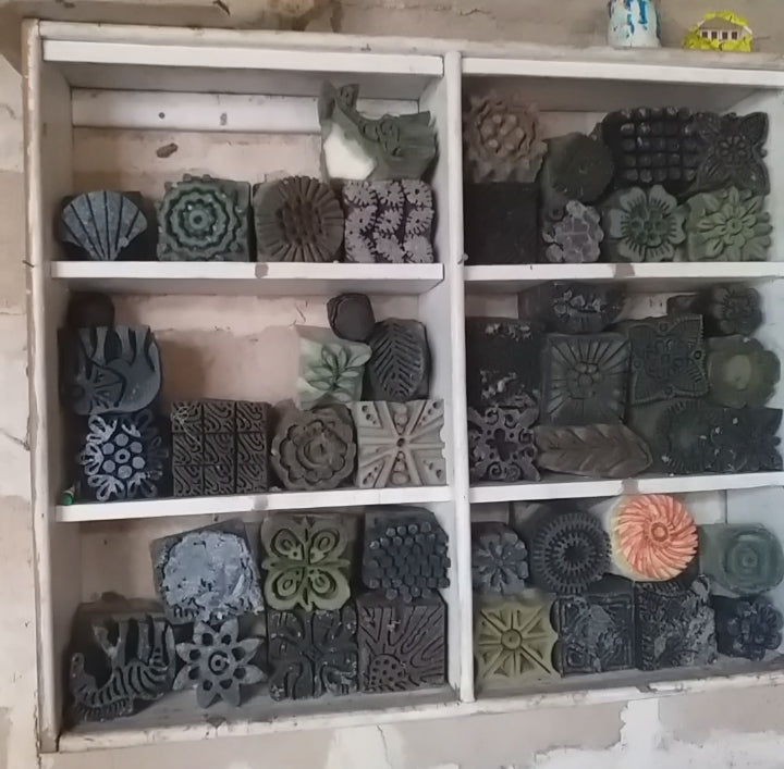 Batik stamps in Mwanza, Tanzania workshop