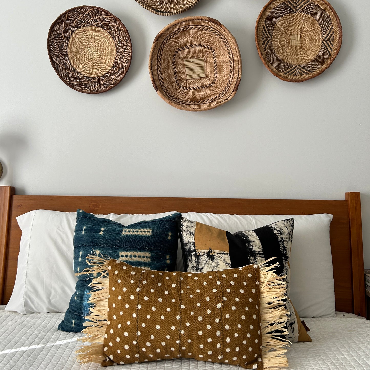 TURMERIC Farani Mudcloth Fringe Pillow