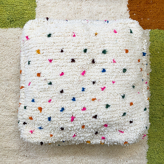 Berber Moroccan Pouf - Rainbow Dots