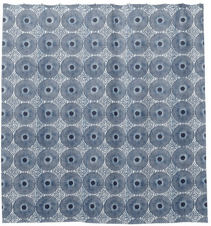 African wax print shower curtain in black and white, modern bathroom. Global homes and eclectic interior design in Brooklyn, Washington, DC, San Francisco.
